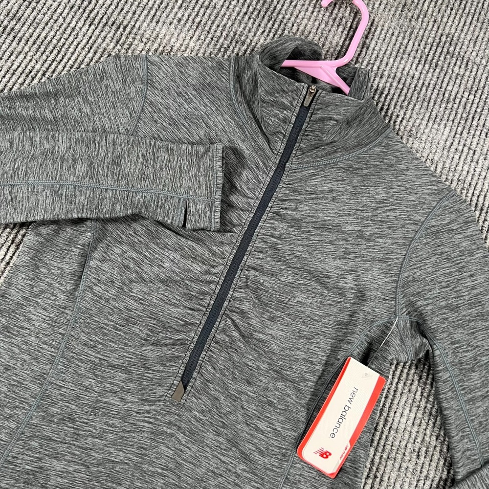 New Balance Pullover Shirt Womens Small Gray Long Sleeve 1/4 Zip Running New